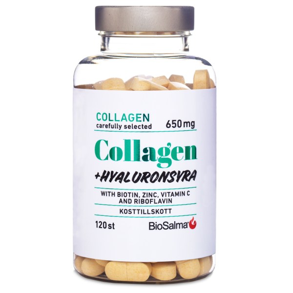 BioSalma Collagen 650 mg + Hyaluronsyra, 120 tabletter