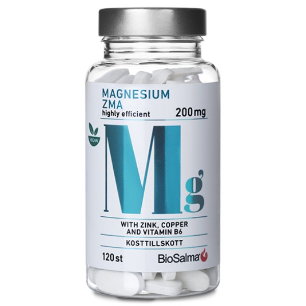 BioSalma Magnesium ZMA 200 mg, 120 tabletter