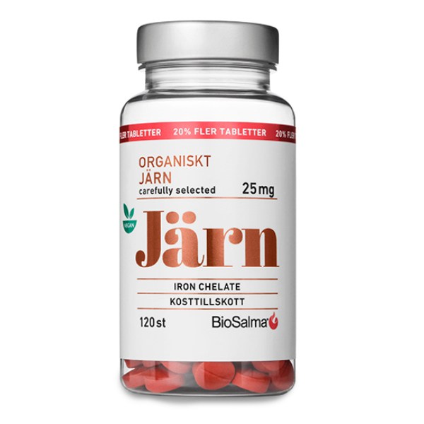 BioSalma Organisk Jern 25mg Chelateret, 120 tabletter