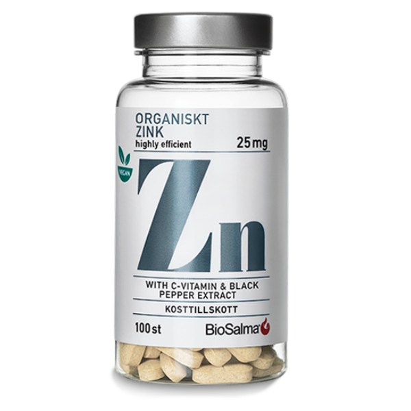 Zink 25 mg + C‑vitamin & Sort peber 100 tabletter
