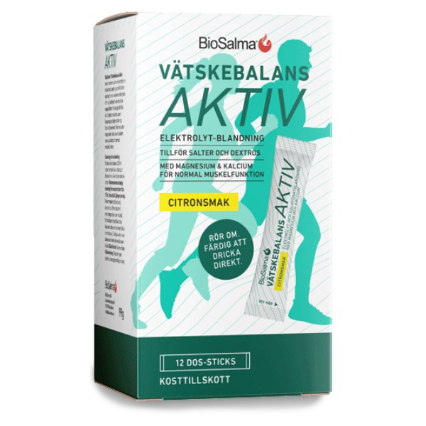 BioSalma Væskebalance Aktiv, Citronsmag, 12 sticks