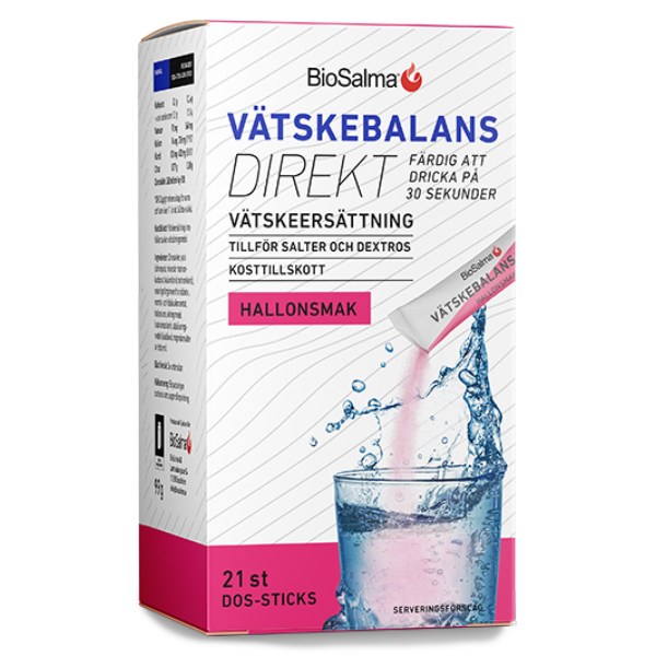 BioSalma Væskebalance Direkt, Hindbærsmag, 21 doseringssticks