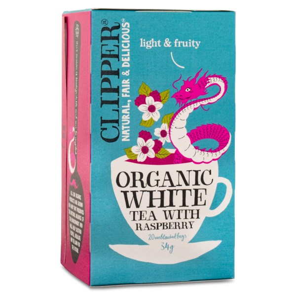 Clipper White Tea Raspberry, 20 poser billede