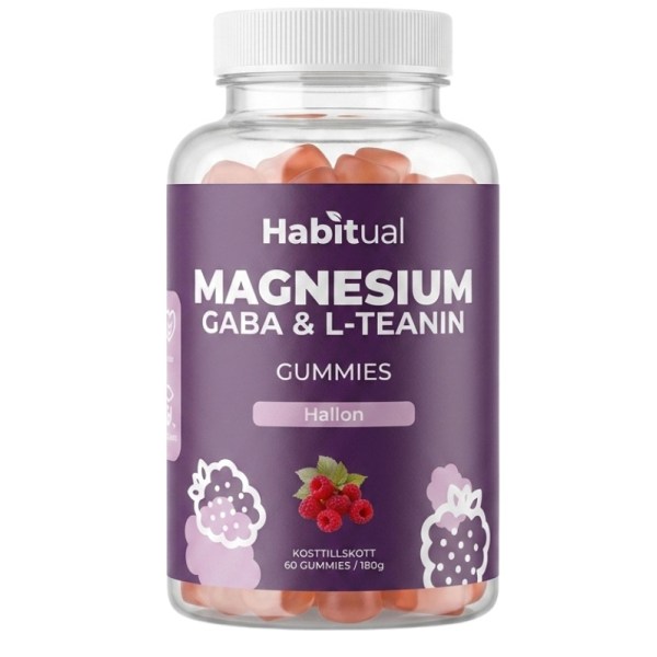 Habitual Magnesium L-teanin & Gaba Gummies, Hindbær, 60 Gummies