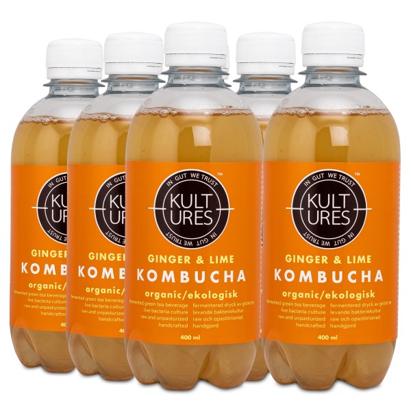 Kultures Kombucha, Ingefær & Lime, 6-pak