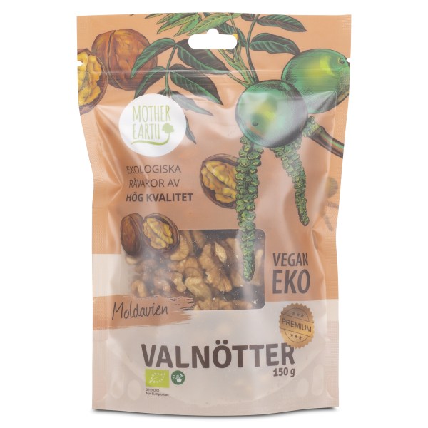 Mother Earth Valnødder Premium Raw & Øko, 150 g