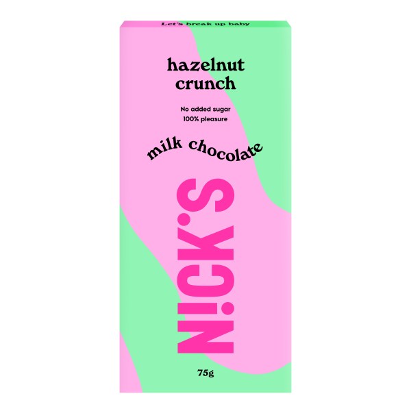 Nicks Milk Chocolate, Hazelnut crunch, 75 g
