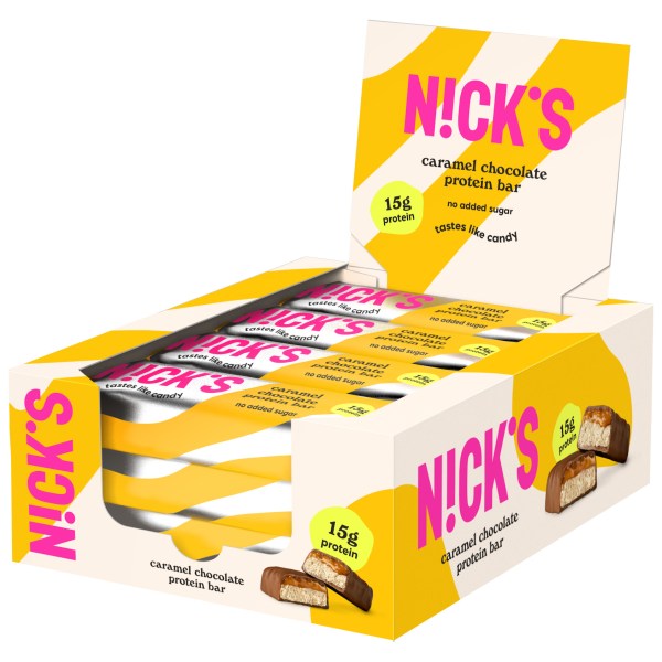 Nicks Protein Bar, Karamelchokolade, 12-pak