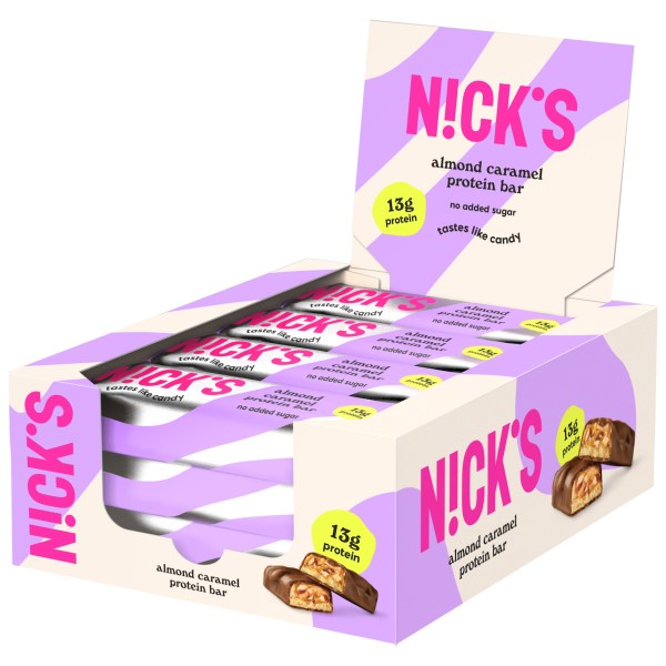 Nicks Protein Bar, Mandelkaramel, 12-pak