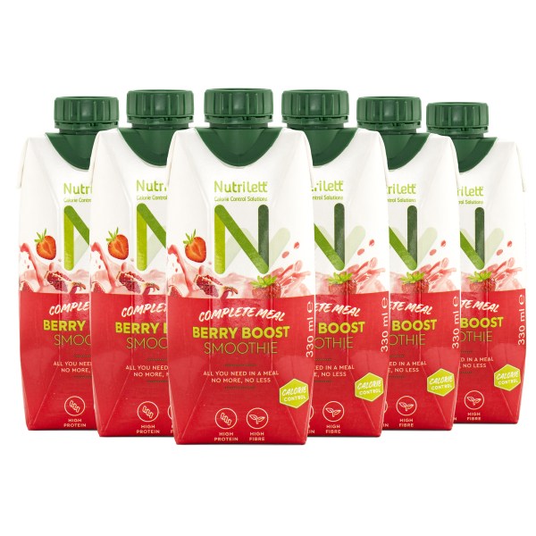Nutrilett Less Sugar Smoothie, Berry Boost, 6-pak