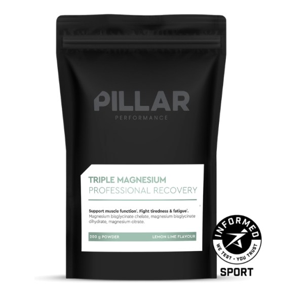 PILLAR Performance Triple Magnesium Powder, Lemon Lime, 200 g
