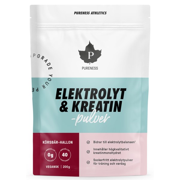 Pureness Elektrolyt- & Kreatinpulver, Kirsebær-Hindbær, 200 g