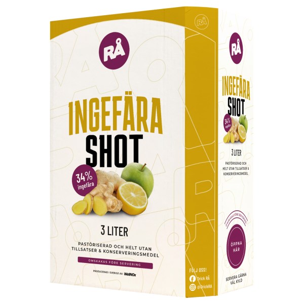 RÅ Ingefærshot Bag-in-Box, 3000 ml