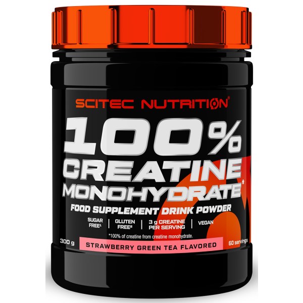 Scitec 100% Creatine Monohydrate, Strawberry Green Tea, 300 g
