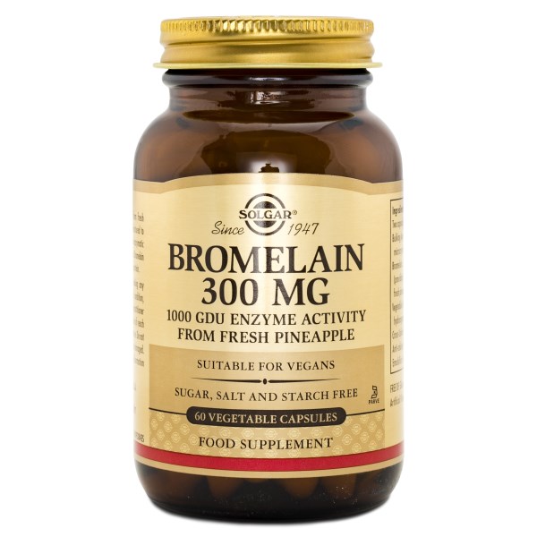 Solgar Bromelain 300 mg, 60 kapsler