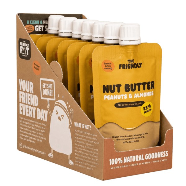 The Friendly Fat Company Fat-Pack Nutbutter, Peanut & Almond, 12-pak