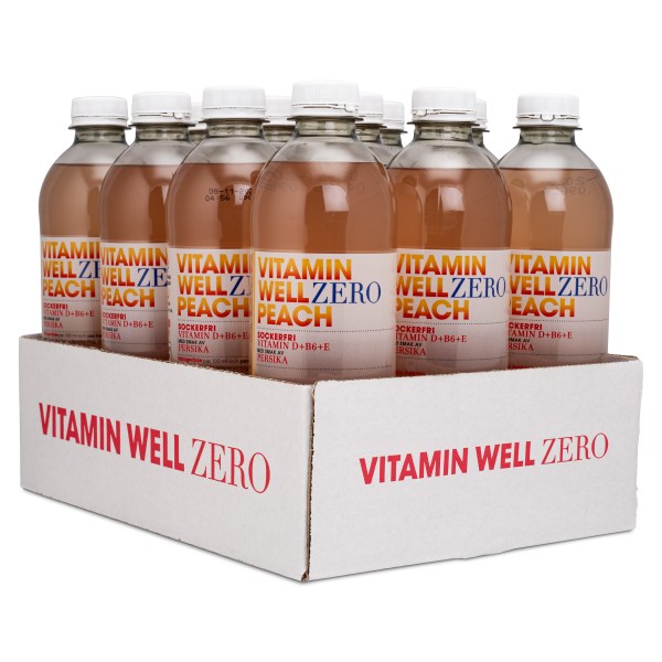 Vitamin Well Zero, Peach, 12-pak
