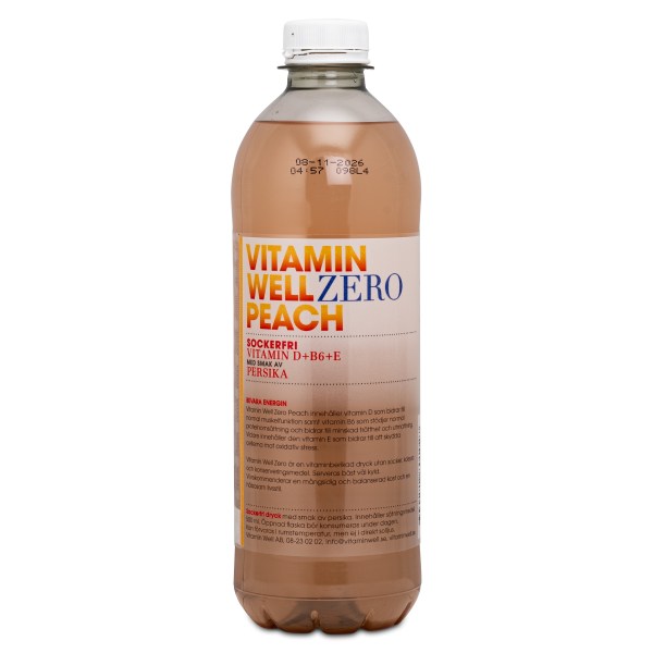 Vitamin Well Zero, Peach, 500 ml