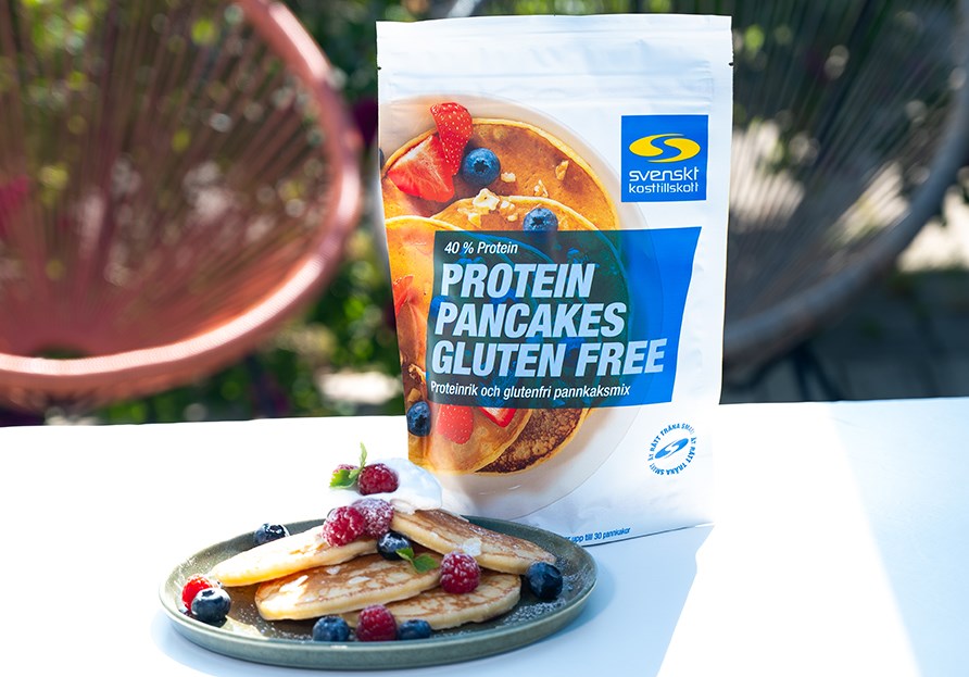 Protein Pancakes p tallerken med friske br