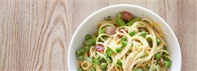 Pasta carbonara med �rter