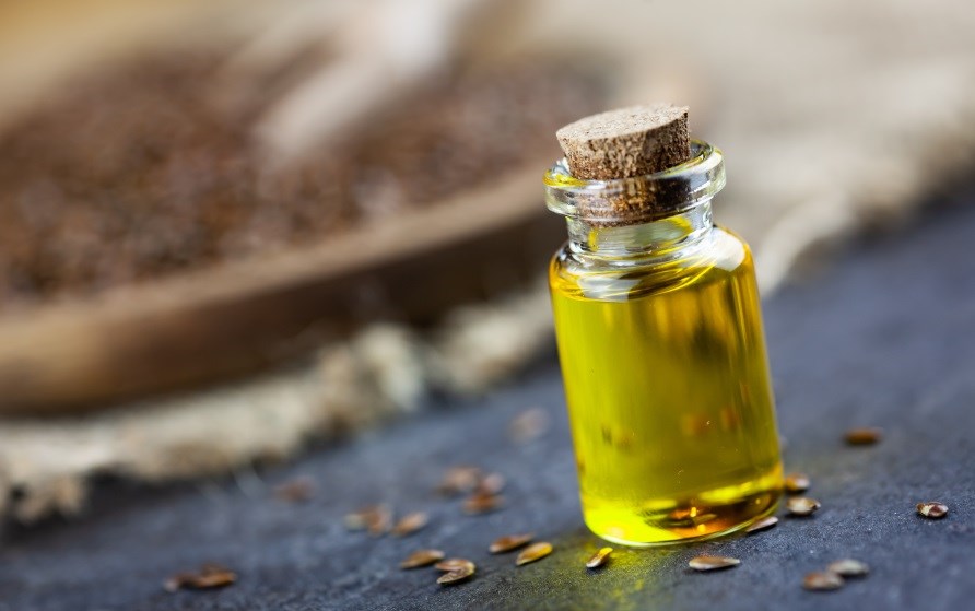 H�rfr�olie i glasbeholder.