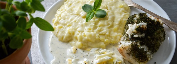 Torsk med ggesauce og kartoffelmos